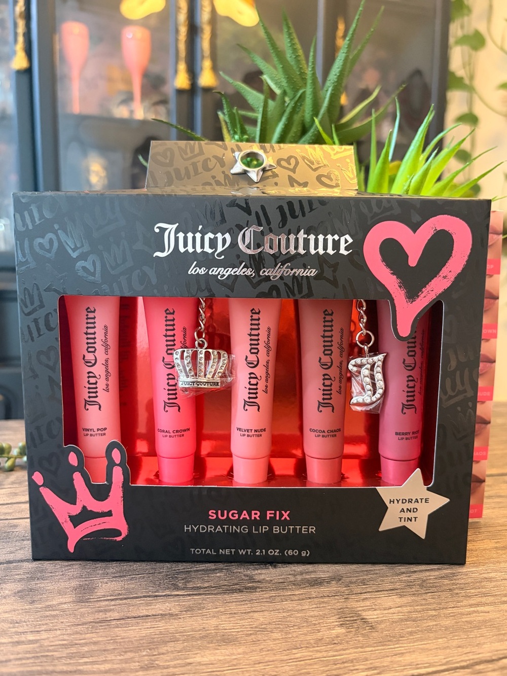 Juicy Couture Sugar Fix Hydrating Lip Butter Set of 5 with charms